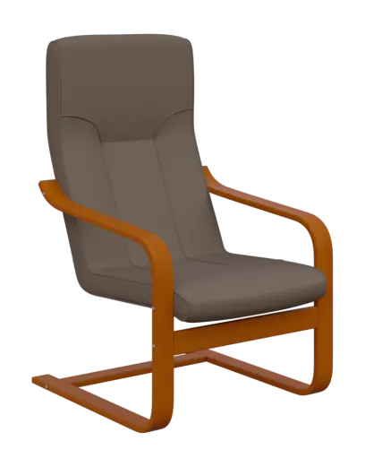 BO - 1 křeslo, dřevěná kostra, moření třešeň, látka BORA 14, bílá káva